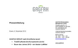 Pressemitteilung GAGFAH GROUP stellt Grünfläche bereit vom 10. Dezember 2012