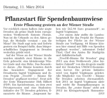 "flanzstart für Spendenbaumwiese", Dresdner Neueste Nachrichten vom 11.03.2014
